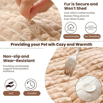 Couch Cover for Dogs Washable, Couch Covers for 3 Cushion Sofa Pet Friendly, Fuzzy Pet Couch Cushion Covers for Dog, Non Slip, Thick, Soft for Sofa Protector (Camel, 27.6" x 82.7"/70 x 210cm)