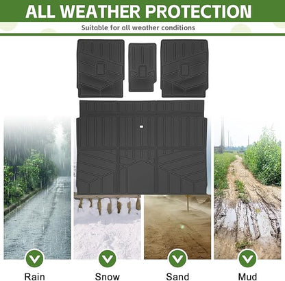 Cargo Liners for 2025 2026 Ford Expedition Max/Lincoln Navigator L Trunk Mat with Seat Back Cover Accessories, All Weather Rear Cargo Mat Backrest Protector(Only for Max & L Models)