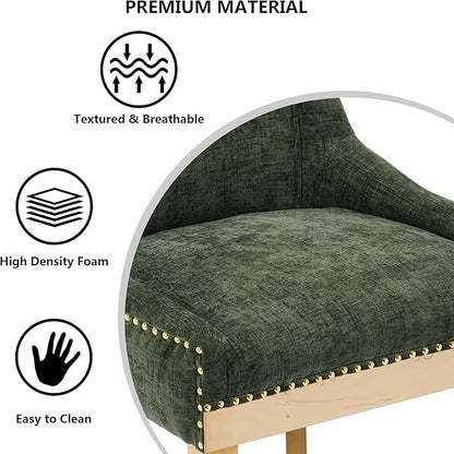 Luxury Fabirc Upholstered Dining Chairs Set of 6,Neutral Chenille Kitchen Room Chair with Nailhead Trim,6 Piece Modern Side Chairs for Dining Room,Living Room,Bar (Olive Green-Gold, Set of 6)