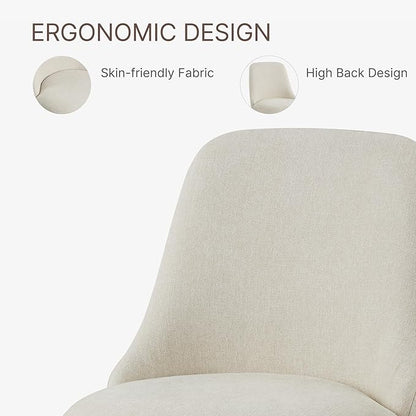 Swivel Dining Chairs Set of 2, Upholstered Mid Century Modern Deskchair with High Back, Linen Fabric Kitchen Chairs for Dining Room, Bedroom, Dressing Room, Linen