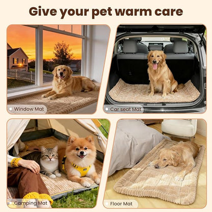 Couch Cover for Dogs Washable, Couch Covers for 3 Cushion Sofa Pet Friendly, Fuzzy Pet Couch Cushion Covers for Dog, Non Slip, Thick, Soft for Sofa Protector (Camel, 27.6" x 82.7"/70 x 210cm)