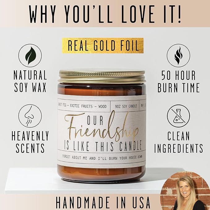 Soy and Sass 'Our Friendship is like this Candle' - Mediterranean Fig, Red Currant, Amber, Sandalwood Jar Candle