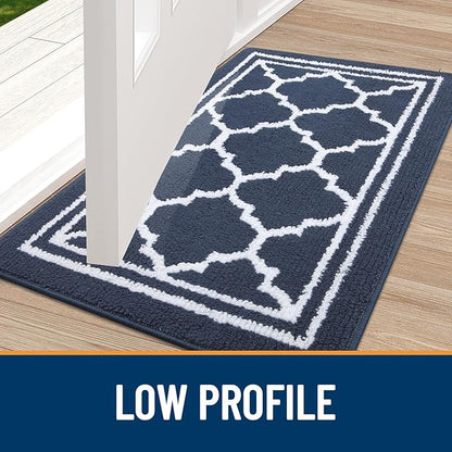 Buganda Indoor Door Mat, Dirt Resistant and Absorbent Entrance Mat, Easy to Clean, Low Profile Inside Floor Mat Doormat for Entryway (59x35 inches, Navy Blue)
