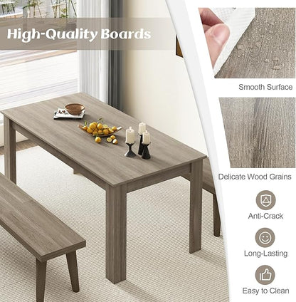 Giantex Large Farmhouse Dining Table - 63" L x 31.5" W x 30" H, 330LBS Capacity, Center Table for Living Room, Home Office, Kitchen, Dinette, Dinner, Oak