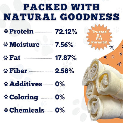 Amazing Dog Treats - Beef Cheek Rolls-(Mega Thick 10" - 6 Pcs) No Hide - Safe Rawhide Alternative Dog Chew - Great for Power Chewers - Long Lasting Dog Chew - No Splinters - Retriever Rolls for Dogs