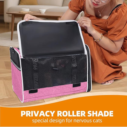 Top Loading Medium Cat Carrier with Privacy Curtain, Delta Approved TSA Pet Travel Crate Suitcase Luggage Sleeve, Soft-Sided Dog Kennel Bag 18x11x11 United Airline Approved Under Seat Pink