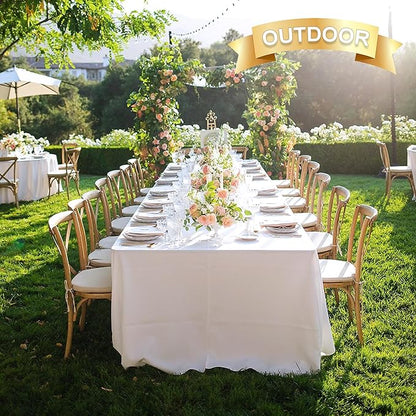 sancua 6 Pack White Tablecloth 90 x 132 Inch - Rectangle Table Cloth for 6 Feet Tables Stain and Wrinkle Resistant Washable Polyester Table Cover for Dining Wedding Banquet Party Buffet Restaurant