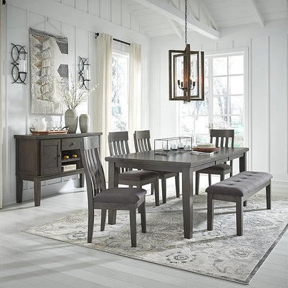 Signature Design by Ashley Hallanden Contemporary Dining Upholstered Side Chair, Set of 2, Armless, Comb Back Design, Wood Frame, Gray