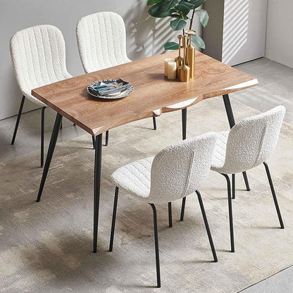 Dining Table Set for 4, Modern Kitchen Table Set and Chairs, 47" Rectangular Dining Table with 4 Mid-Century Dining Chairs Upholstered Boucle Room Chairs fpr Dining Room, Apartment