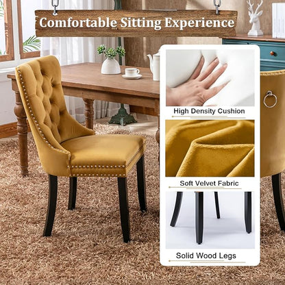 Goujxcy 5-Piece Extendable Dining Table Set for 4-8 People 63-78 Inch Kitchen Table Set with 4 Velvet Upholstered Chairs Farmhouse Rectangular Dining Room Table Set for Kitchen Dining Room Apartment