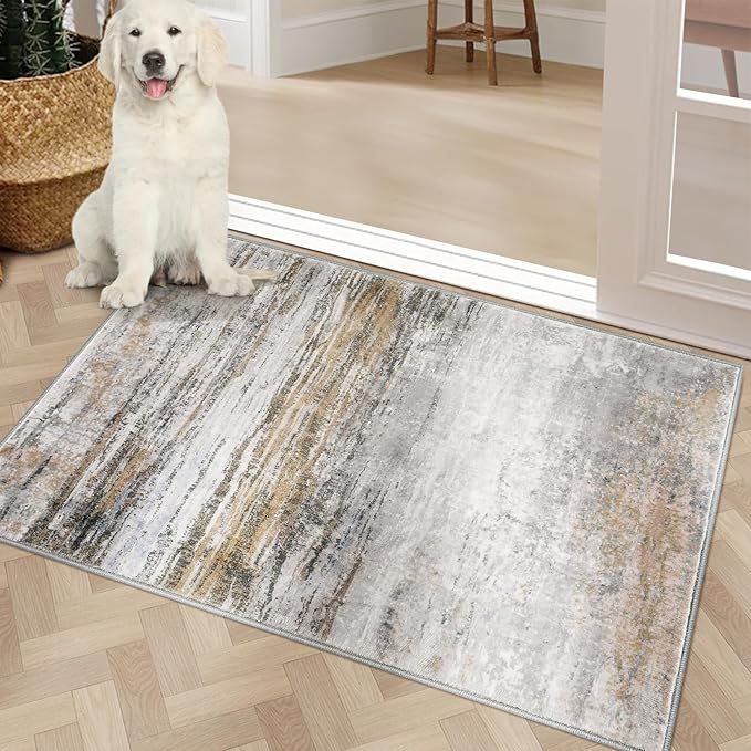 COMSLE Door Mat Soft Absorbent Indoor Front Entryway Rug Machine Washable Entrance Mats for Muddy Paws for Muddy Paws Non Slip Throw Rugs 20" x 32" Doormat for Inside Foyer Bedroom - Yellow