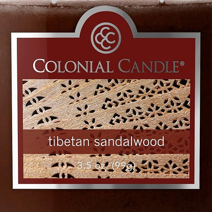 Colonial Candle Tibetan Sandalwood Scented Jar Candle, 2 Wick, 3.5 oz, Mottled Wax Candle