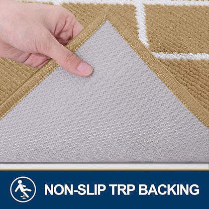 Finchitty Indoor Door Mat, Dirt Resistant and Absorbent, Low-Profile, Non-Slip, Washable Inside Floor Mats for Front Door, Back, and Entrance, 48" x 32", Beige