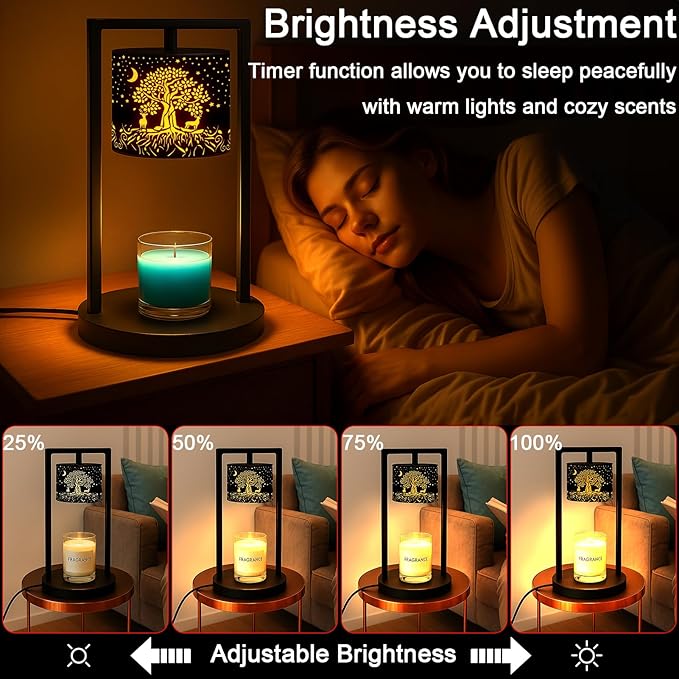 Candle Warmer Lamp with Timer Wax Melt Warmer for Scented Jar Candles Candle Lamp Warmer Gifts for Mom, House Warming Gifts New Home Office Dorm Room Fall Decor(Tree of Life)