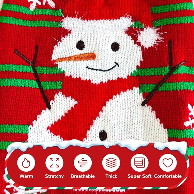 PETCARE Red Snowman Dog Sweater Christmas Dog Sweaters Vest Ugly Snow Xmas Puppy Costume Pet Holiday New Year Fall Winter Clothes for Small Medium Large Dogs Cats Pullover Sweaters Outfits,XX-Small