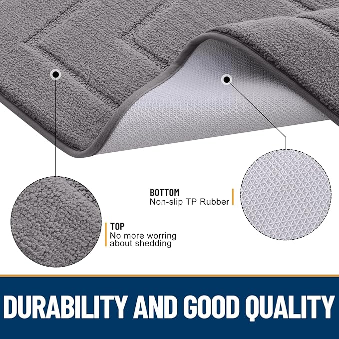 Smiry Dog Door Mat for Muddy Paws, Absorbs Moisture and Dirt, Low-Profile Entryway Mat with Non-Slip Backing, Entry Indoor Outdoor Doormat for Inside Floor (36x24 Inches, Grey, Bordered)