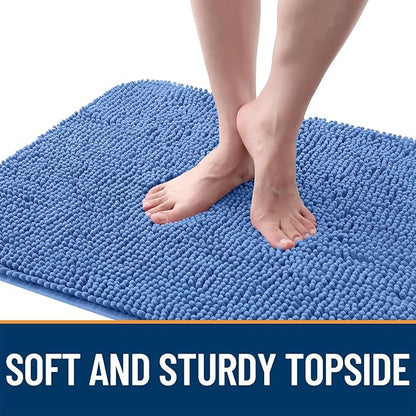 OLANLY Dog Door Mat for Muddy Paws 35x24, Absorbs Moisture and Dirt, Absorbent Non-Slip Washable Doormat, Quick Dry Chenille Mud Mat, Entry Indoor Entryway Carpet for Inside Floor, Cornflower Blue