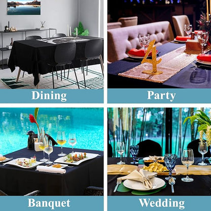 VidaFete Tablecloth 60 * 120inch 10 Pack Rectangle Table Cloth Polyester, Stain Wrinkle Resistant Dining Table Cover for Kitchen Dinning Party Wedding Rectangular Tabletop Buffet Decoration(Black)