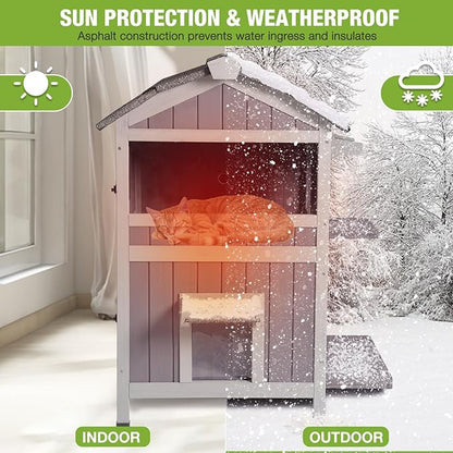 GUTINNEEN Outdoor Cat House Insulated for Winter Waterproof Feral Cat Shelter…
