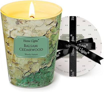 HomeLights Balsam Cedarwood Scented Candles | 6.7oz Soy Candles Industrial Chic Large Candle Jars | Ideal Candle Gifts for Events, Home Decor Stress, Relief & Relaxation