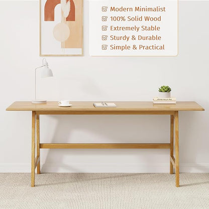 IOTXY Solid Wood Writing Table - 48" W x 24" D Minimalist Computer Desk for Home Office, Work, Study, Creativity, and PC Workstation, Oak