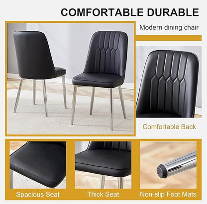 Dining Chairs Set of 8，Modern Dining Chairs, Equipped with PU Leather Backrest Cushions and Metal Legs, Suitable for Restaurants, Kitchens, and Dining Room Chairs