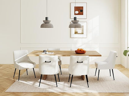 Velvet Dining Chairs Set of 8,Beige Upholstered Living Room Chairs with Black Metal Legs, Modern Tufted Accent Chairs for Living Room, Study Room, Kitchen