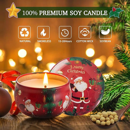 12 PCS Christmas Scented Candles Gifts for Women, Soy Wax Candles with Essential Oils Aromatherapy Candles for Home Scented, Stress Relief, Bath,Yoga, Christmas Thanksgiving Gift