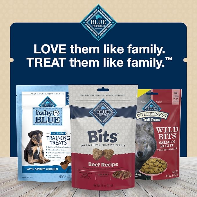 Blue Buffalo Bits Soft Dog Treats for Training, Made With Natural Ingredients & Enhanced with DHA, Beef Recipe, 11-oz Bag