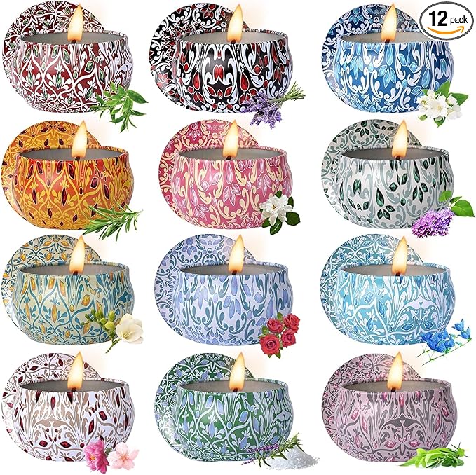 Scented Candles for Women, Candles for Home Scented, 12 Pack Soy Wax Christmas Gifts Sets, Birthday Gifts for Women Best Friends Sister Colleague