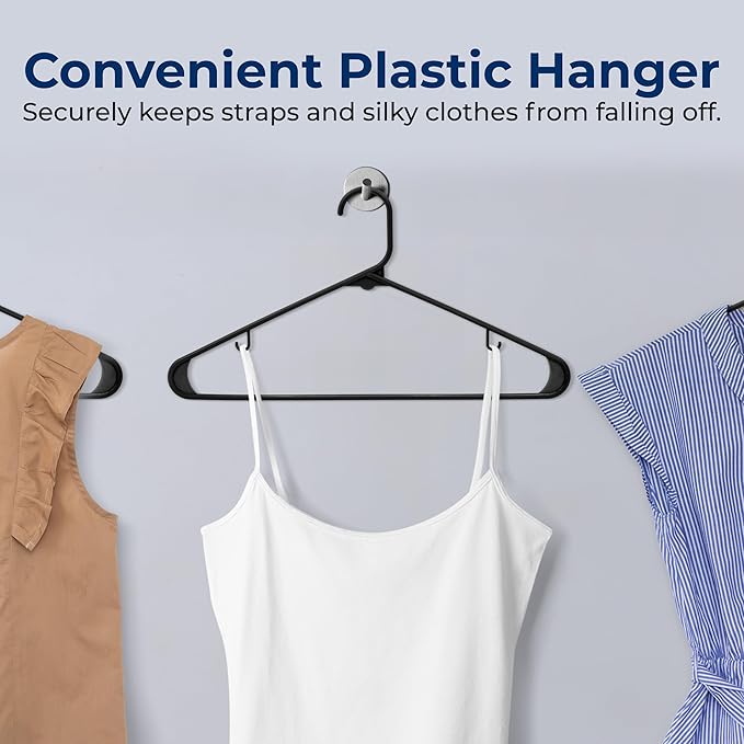 SereneLife 50 Pack Plastic Hangers, Non-Slip, Space-Saving Closet Organizers, Durable and Strong for Shirts, Sweaters, Hoodies, Kids Clothes & Dresses, Ultra-Thin, Lightweight