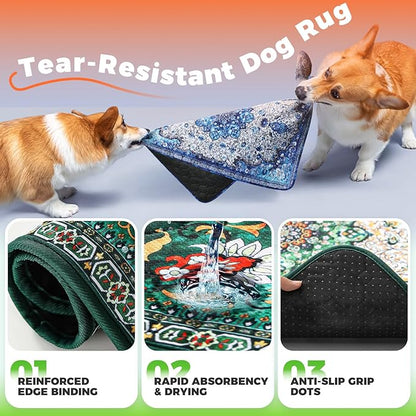 Hompet 2 Pack Super Absorbent Dog Door Mat for Muddy Paws, Washable Pee Pads for Dogs, Reusable Puppy Training Pads, Quick Dry Non-Slip Pet Entryway Rug, Leak-Proof Potty Pad for Indoor Floors 24x60