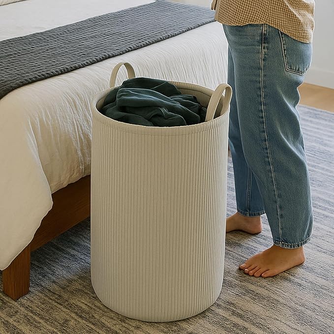 PUTSKA Laundry Basket Hamper – Blanket Basket for organizing, Décor and Toys, Clothes Hamper – Perfect for Baby and Kids Room, Nursery, Bedroom, Bathroom, Living Room – Extra large, Grey