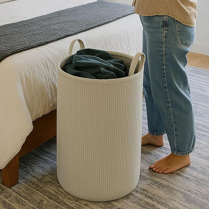 PUTSKA Laundry Basket Hamper – Blanket Basket for organizing, Décor and Toys, Clothes Hamper – Perfect for Baby and Kids Room, Nursery, Bedroom, Bathroom, Living Room – Extra large, Grey