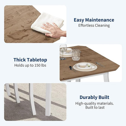 GAOMON Dining Table Set for 2, 3 Piece Small Kitchen Table and 2 Chairs with Metal Frame & Wood Grain Tabletop, Space-Saving for Small Space, Apartment, Kitchen, Dining Room, White/Natural