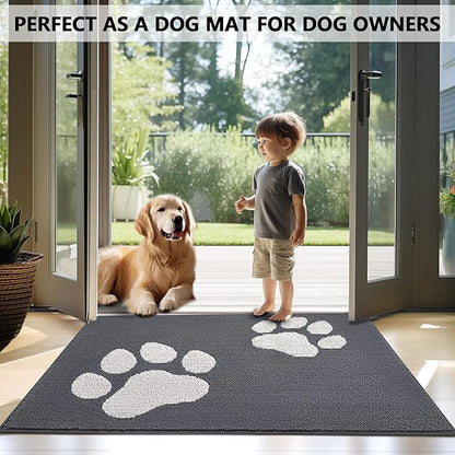 FONEYI Indoor Door Mat, 24"x36" Dog Mats for Muddy Paws, Rubber Backing Non Slip Super Absorbent Washable Entryway Rug, Low-Profile Front Back Door Mats, Inside Floor Doormats for Entryway, Dark Grey