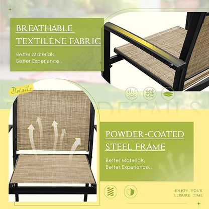Greesum 4 Pieces Outdoor Furniture Set All Weather Patio Conversation Set with Porch Loveseat, Garden Bistro Chairs with Glass Coffee Table for Garden Backyard Poolside Textile Modern, Yellow