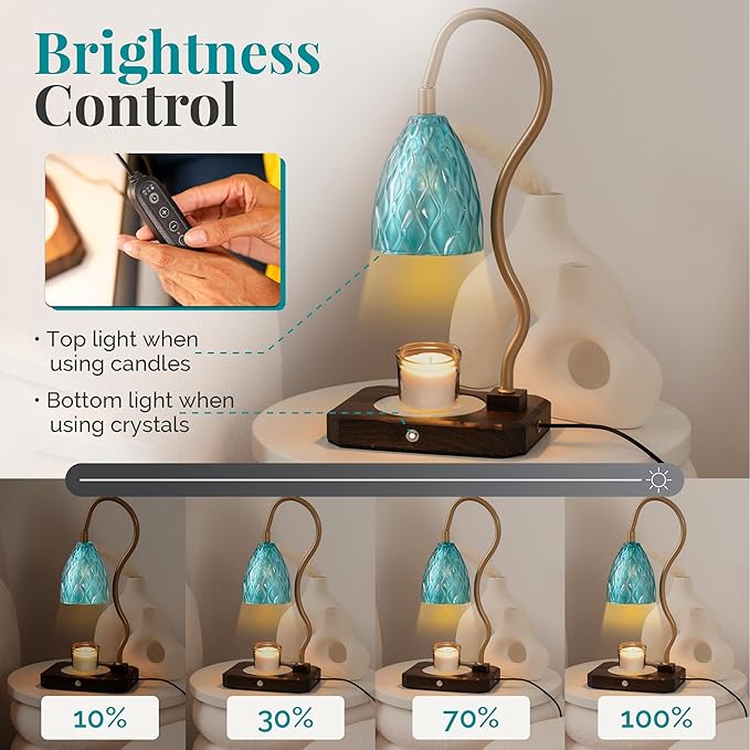 CRYSTALAX Candle Warmer Lamp with Kyanite Crystals – Luxury Flameless Candle Melting Lamp for Home Décor, Aromatherapy & Relaxation – Timer, Touch Sensor & 2 Bulbs with Luxury Gifting Packaging
