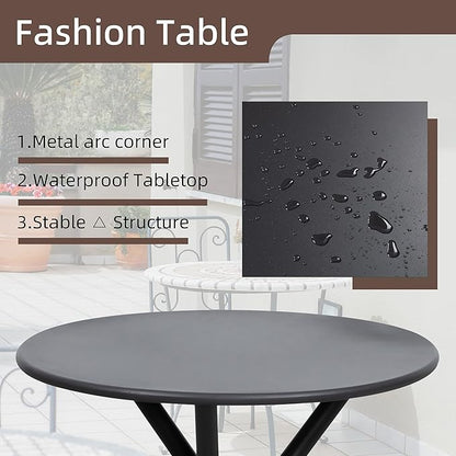 Shintenchi 3 Pieces Patio Bistro Sets, Outdoor Textilene Fabric Conversation Bistro Set, Textilene Fabric Front Porch Chairs Small Patio Furniture Set with Table for Lawn,Garden,Balcony (Black)