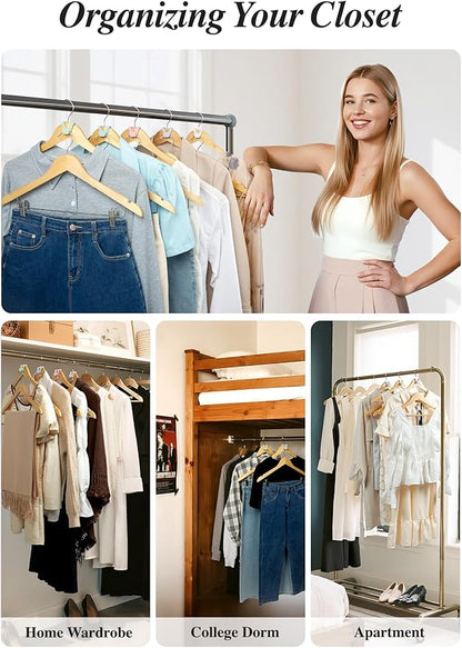 HOUSE DAY Closet Organizers and Storage 60 Pack, Space Saving Hanger, College Dorm Essentials for Girls, Multicolored Clothes Hangers Connectors, Dorm Rooms Space Saver Multicolored