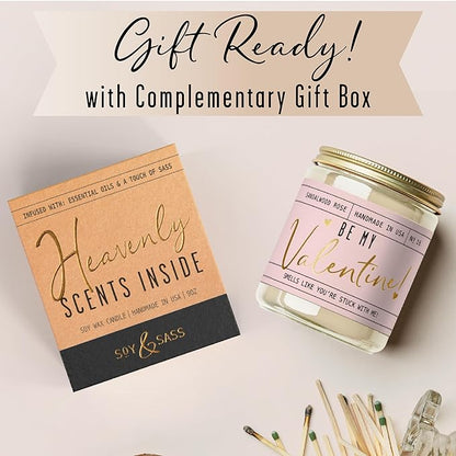 Valentines Day Gifts for Her, Valentine Candles, Valentines Gift for Girlfriend -Will You Be My Valentine Candle, w/Sandalwood & Red Roses I Valentines Gifts for Wife I 9oz, 50Hr Burn, USA Made