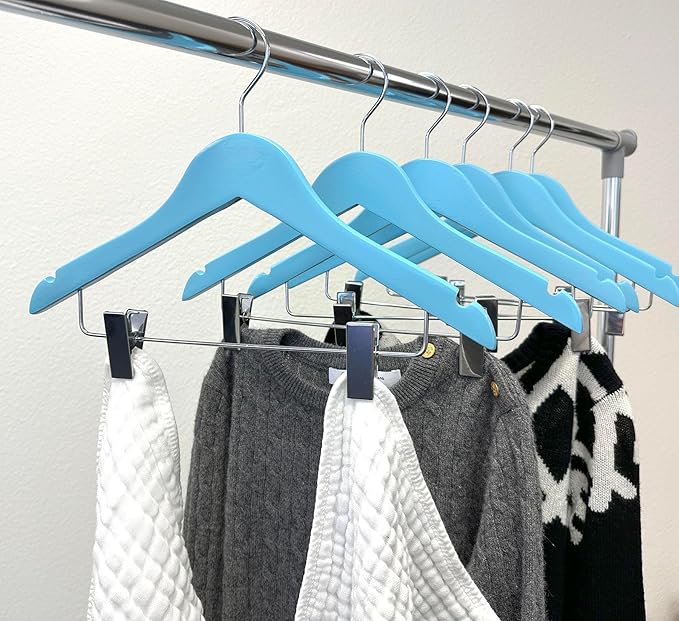 Kids Hangers with Metal Clips Pant Bar 4T-10 (Air Blue)