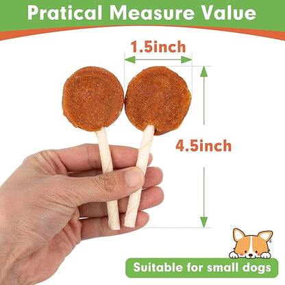MON2SUN Lollipop Dog Treats, 4.5 Inch Chicken and Egg with Rawhide Twist Sticks, Healthy and Teeth Cleaning Snacks for Small Dogs, 10.58oz (15 Count-Pack of 1)