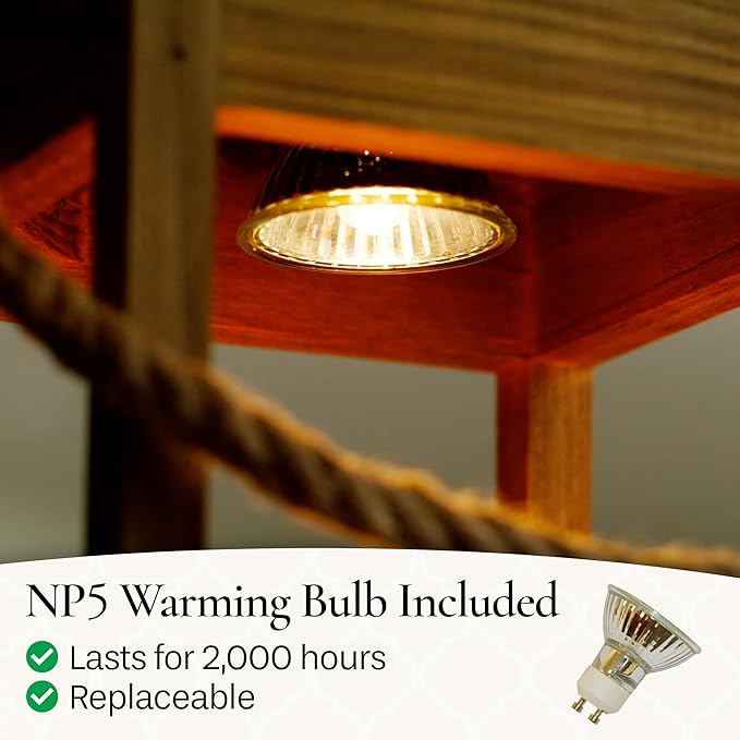 Candle Warmers Etc. Wood & Rope Candle Warmer Lantern – for Top-Down Warming & Flame-Free Fragrance
