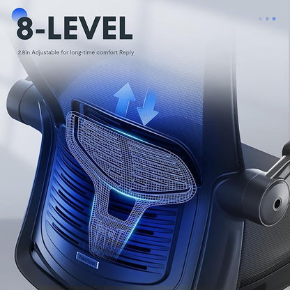 FLEXISPOT OC3 Pro Ergonomic Office Chair High Back Computer Chair with Flip-up Armrest/8-Level Lumbar Support, Breathable Mesh Seat Cushion Backrest, Chairs for Home Office Gaming Working, Black