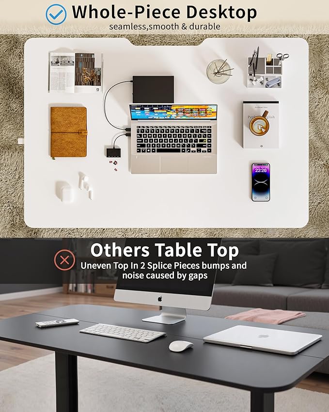 Okin Small Electric Standing Desk, 40" x 24" Whole Piece Height Adjustable White Sit to Stand Desk Computer Workstation for Home Office