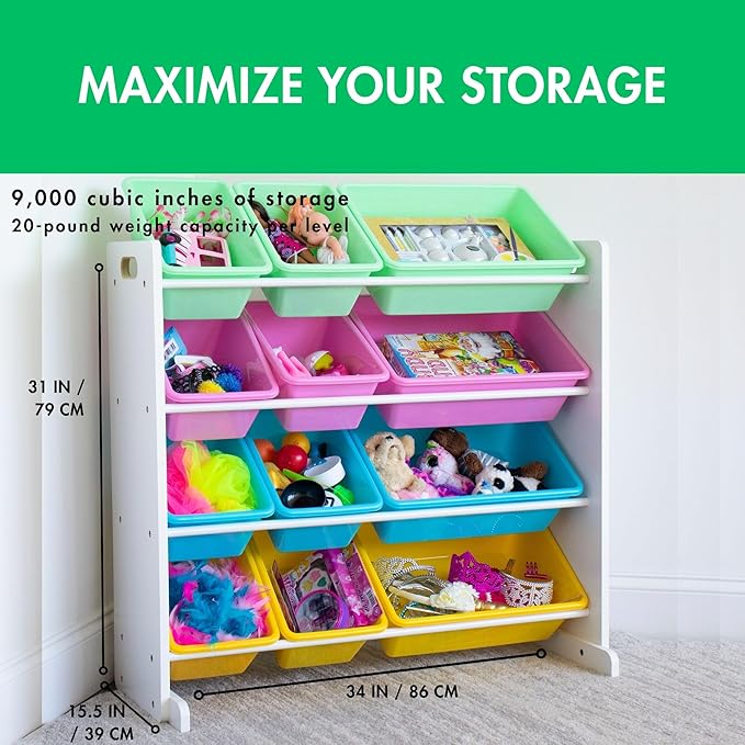 Humble Crew Kids' Toy Storage Organizer, White/Pastel (WO560P)