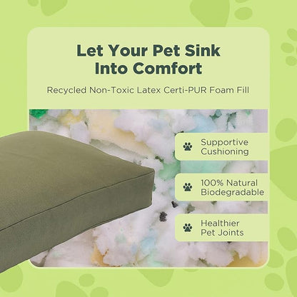 X-Small -24 x 18 x 4 - Natural Premium Organic Hemp Dog Bed - CertiPUR Fill - Removeable Cover