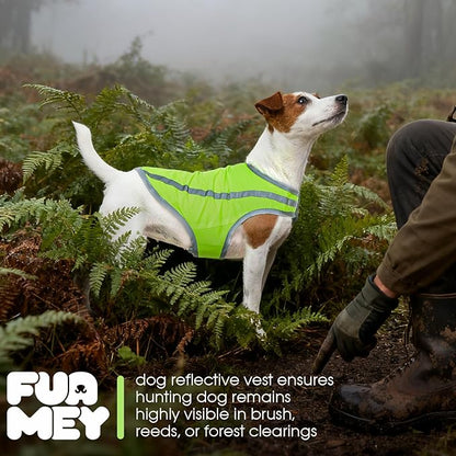 FUAMEY Dog Reflective Vest for Large Dogs,Dog Hunting Vest High-Visibility Dogs Safety Vest for Night Walking Water-Resistant Service Pet Gear Adjustable Outdoor Activities Neon Green XXXL