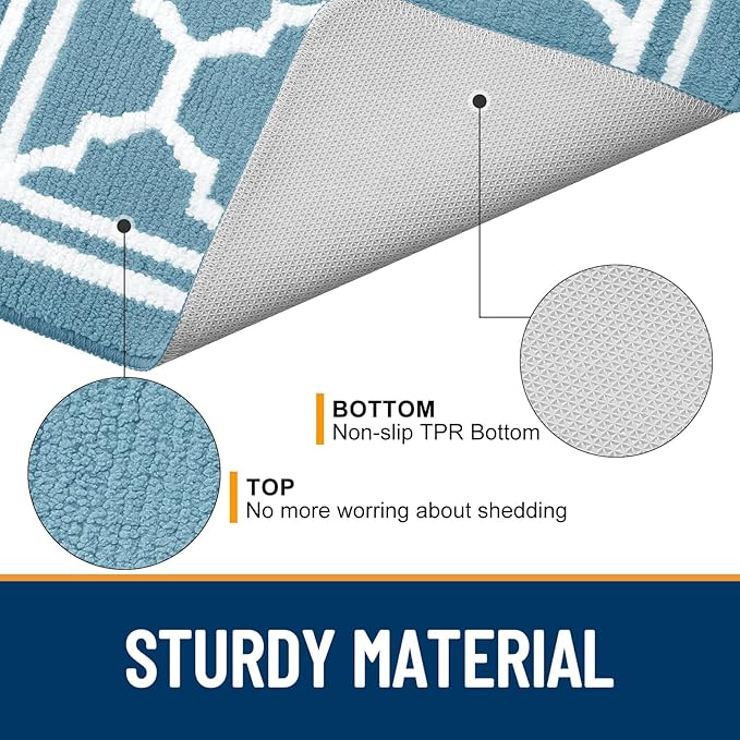 Buganda Indoor Door Mat, Dirt-Resistant and Absorbent Doormat, Anti-Slip, Low Profile Floor Mats for Inside Entryway, Front, and Back Door Entrance (32x20 Inches, Lake Blue)